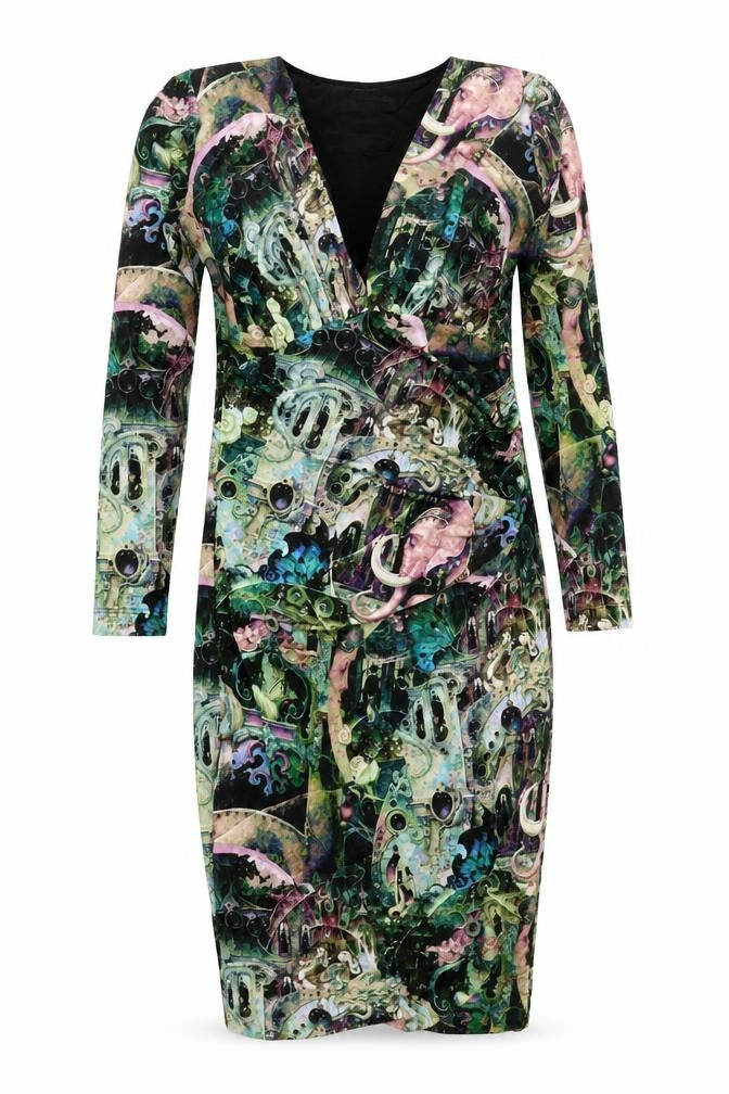 Kevan Jon Women's Multicoloured Bodycon Viscose Stretch Dress Size 8