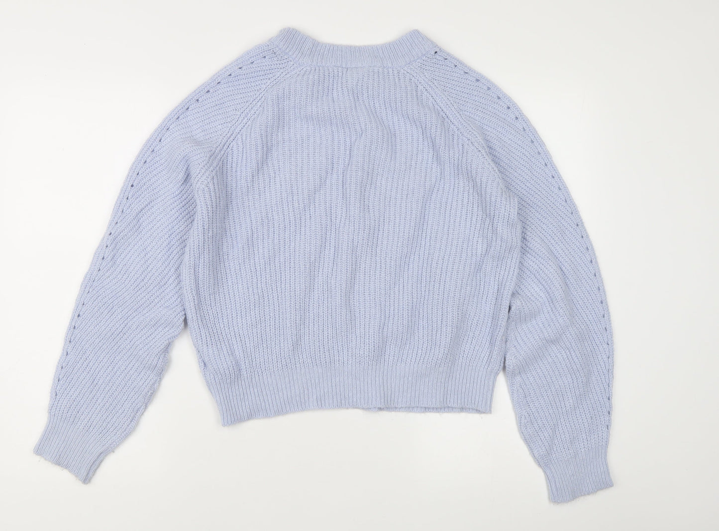 H&M Women's Purple Chunky Knit Crew Neck Pullover Jumper M