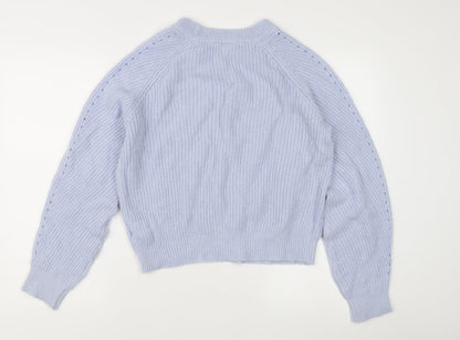 H&M Women's Purple Chunky Knit Crew Neck Pullover Jumper M