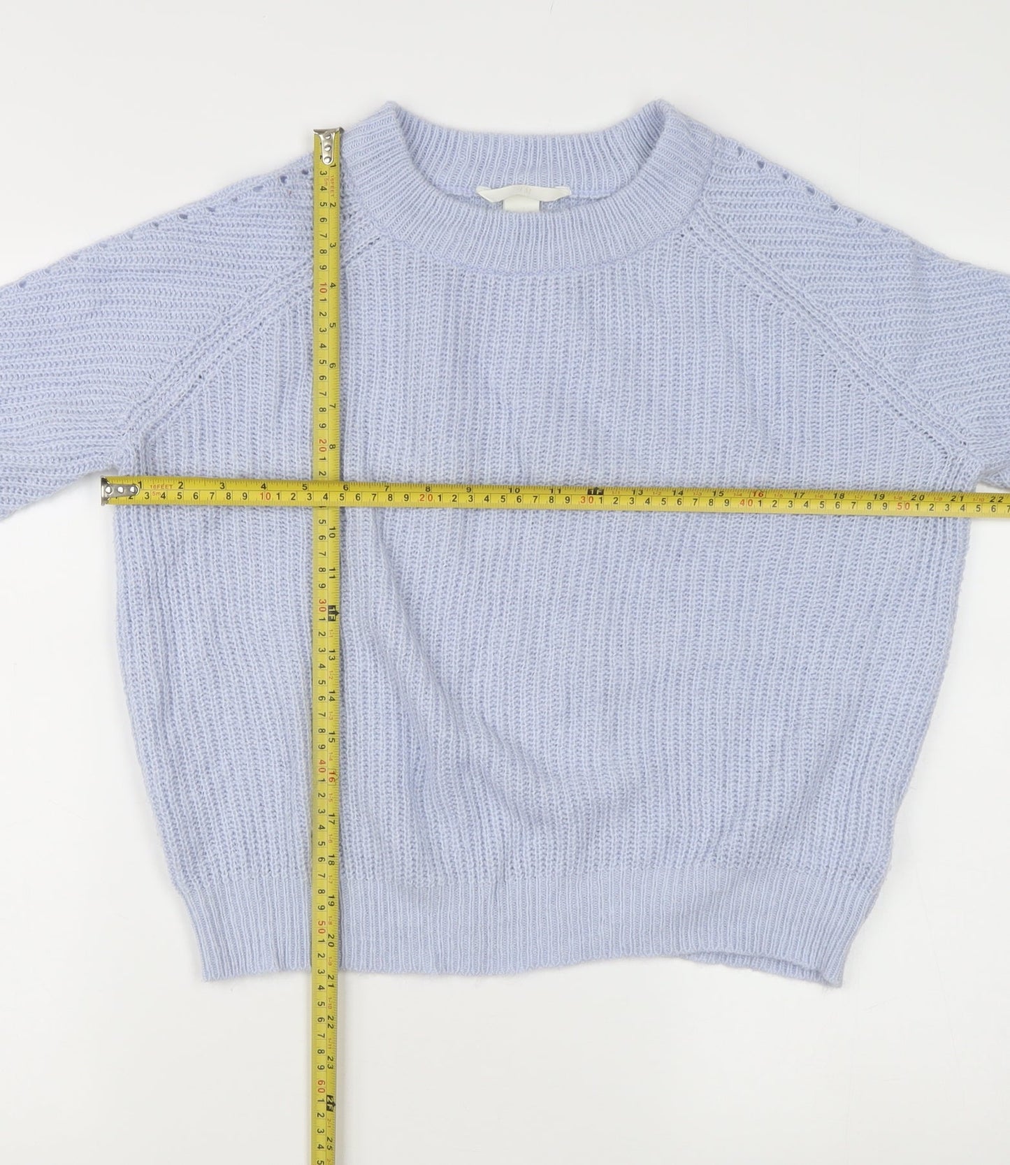 H&M Women's Purple Chunky Knit Crew Neck Pullover Jumper M