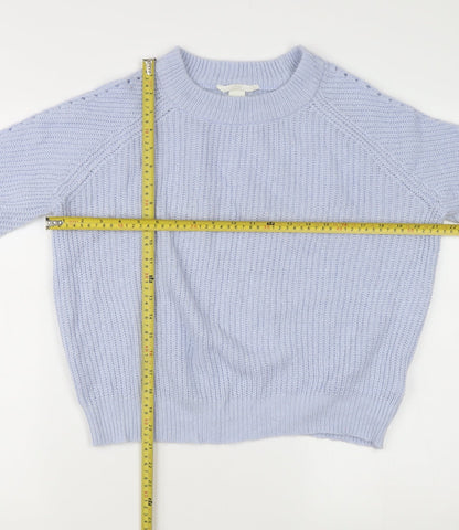 H&M Women's Purple Chunky Knit Crew Neck Pullover Jumper M