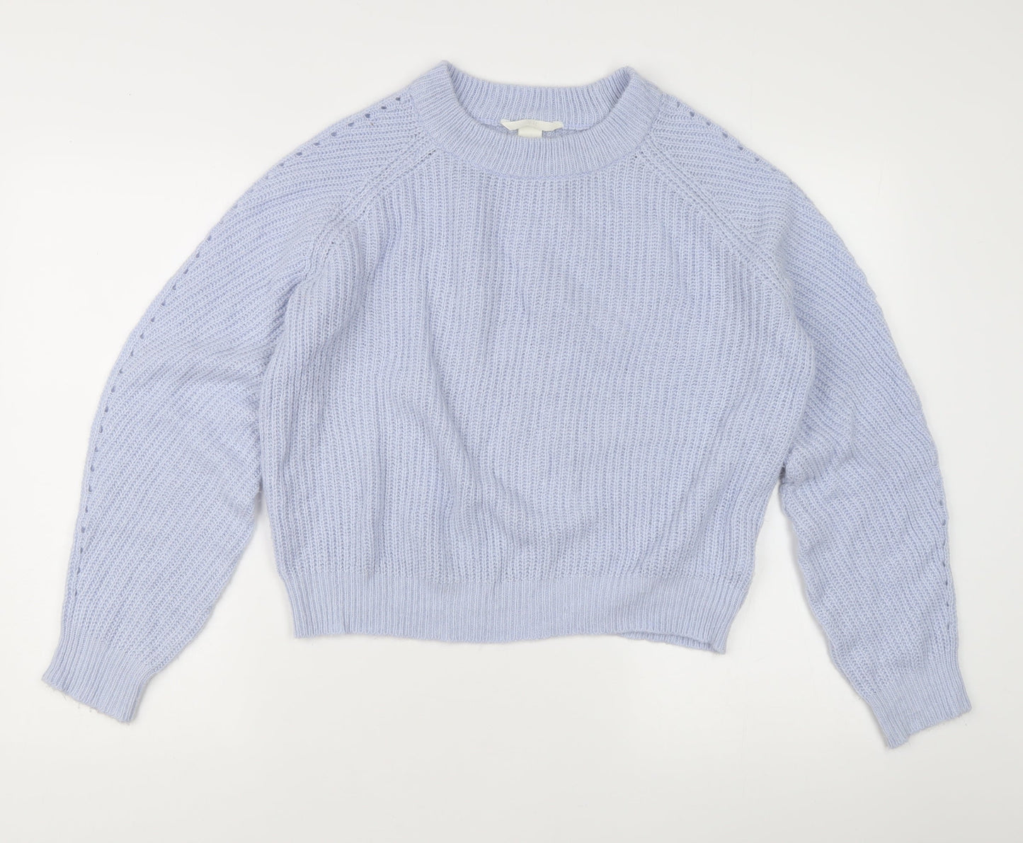H&M Women's Purple Chunky Knit Crew Neck Pullover Jumper M