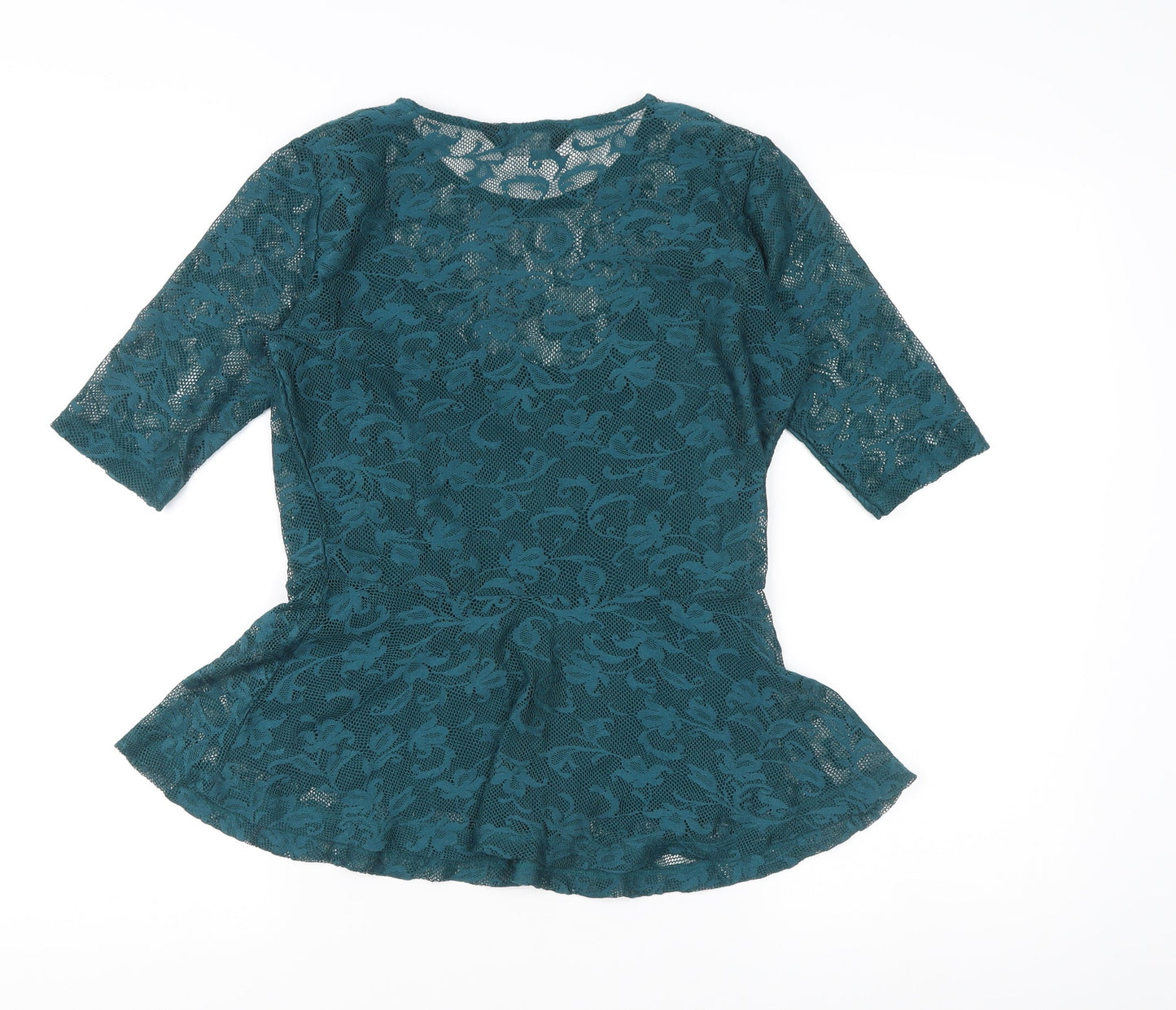 Dorothy Perkins Women's Green Lace Peplum Blouse Size 8
