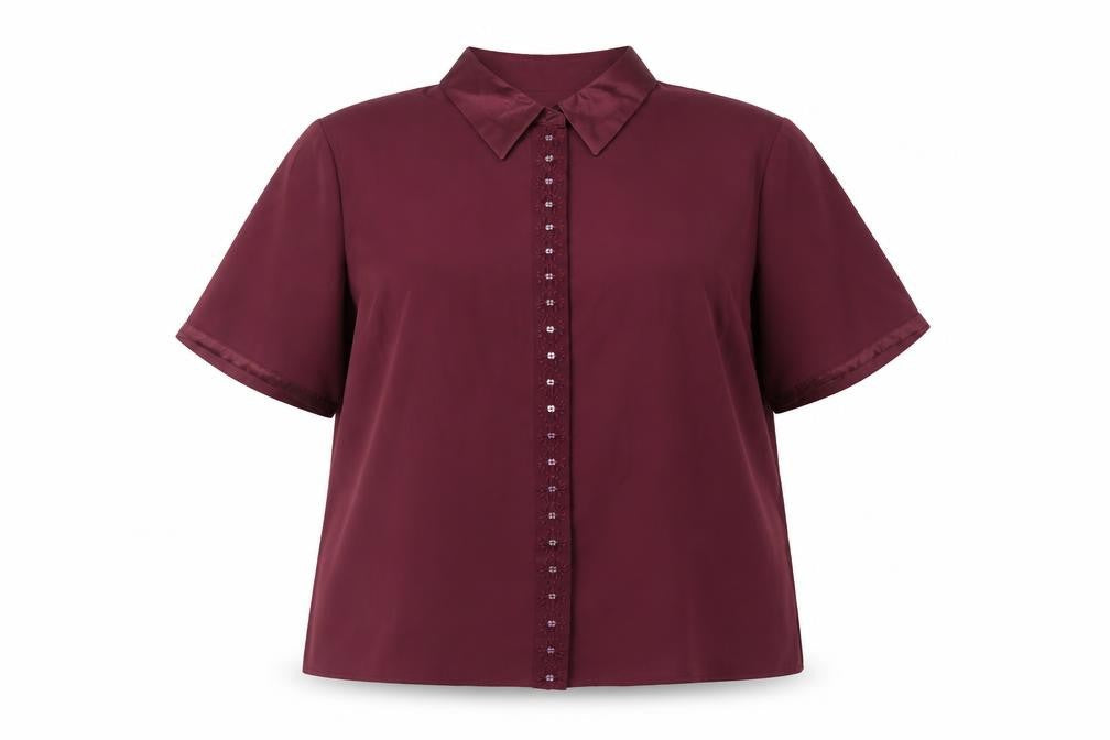 Marks & Spencer Women’s Purple Beaded Collared Button-Up Shirt Size 18
