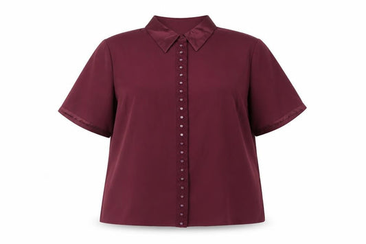 Marks and Spencer Women’s Purple Beaded Collared Button-Up Shirt Size 18