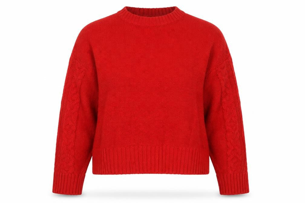 New Look Women's Red Cable-Knit Acrylic Jumper Size L