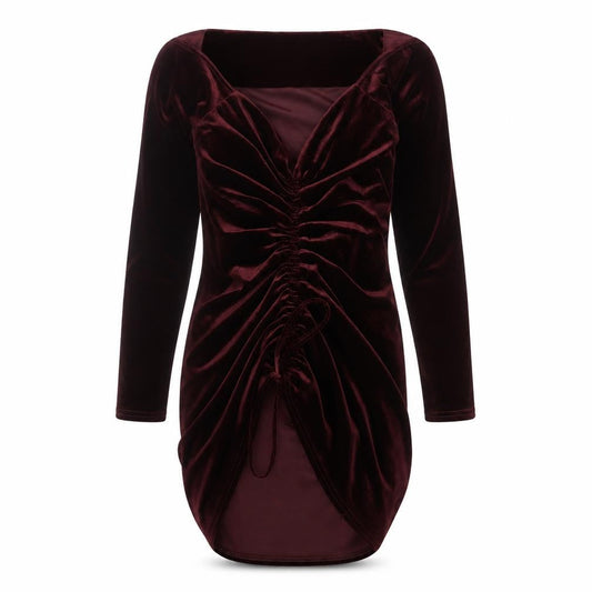 PRETTYLITTLETHING Women's Purple Velvet Ruched Bodycon Mini Dress Size 14