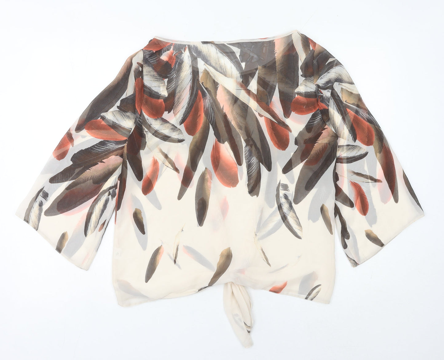 Wallis Women’s Multicoloured Feather Print Chiffon Cropped Blouse M