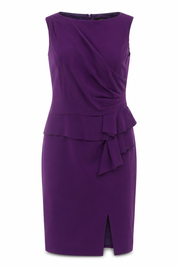 Coast Women’s Purple Knee Length Sheath Dress Size 12 Formal Bow Ruffle