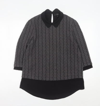 Next Women's Grey Collared Cable-Knit Jumper Size 12