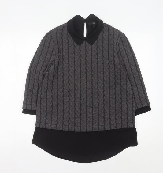 Next Women's Grey Collared Cable-Knit Jumper Size 12