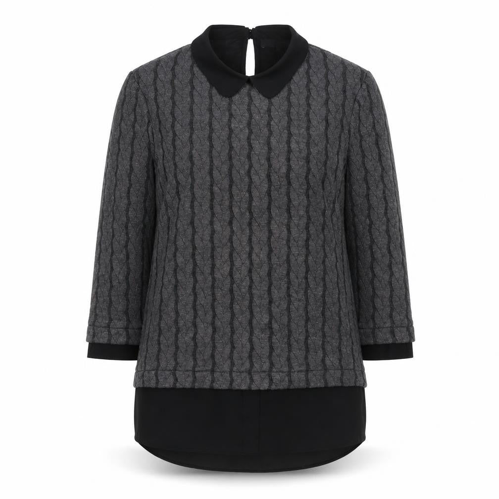 Next Women's Grey Collared Cable-Knit Jumper Size 12
