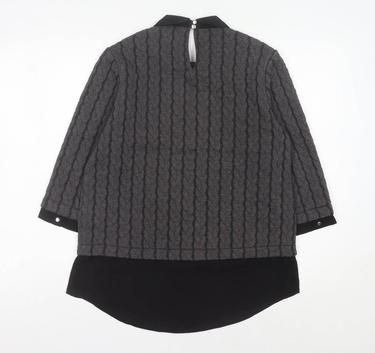 Next Women's Grey Collared Cable-Knit Jumper Size 12