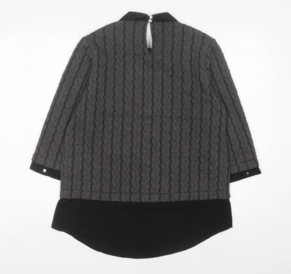 Next Women's Grey Collared Cable-Knit Jumper Size 12