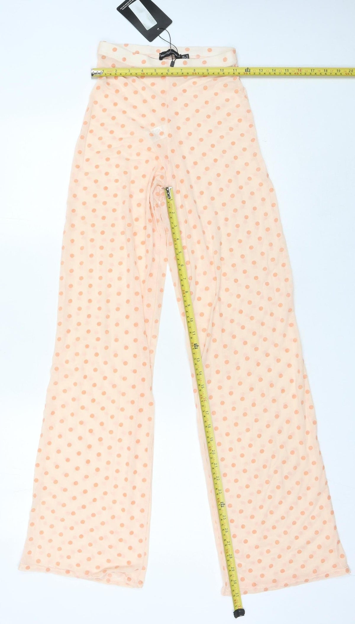 PrettyLittleThing Women’s Beige Polka Dot Wide-Leg Trousers Size 4