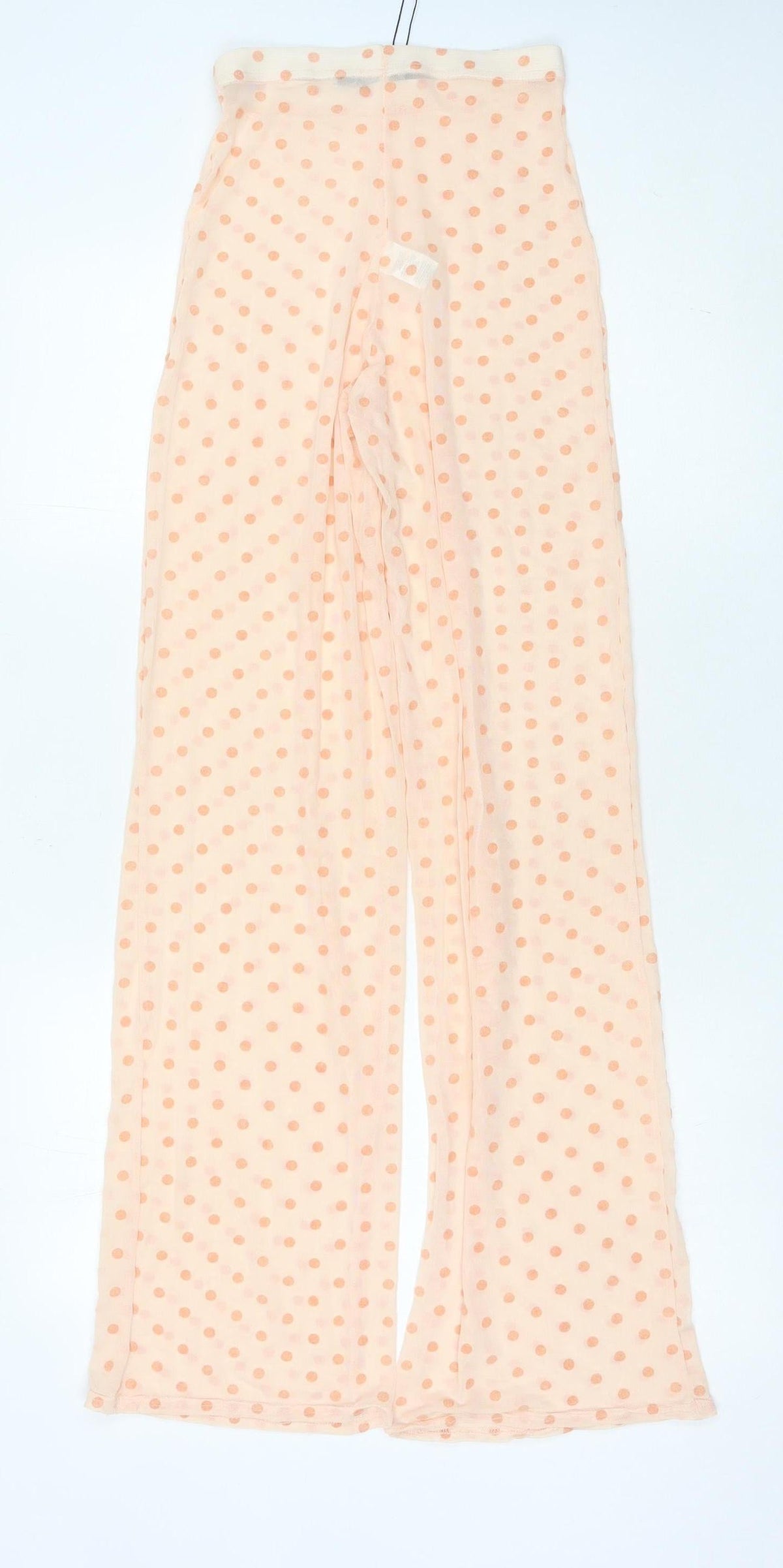 PrettyLittleThing Women’s Beige Polka Dot Wide-Leg Trousers Size 4