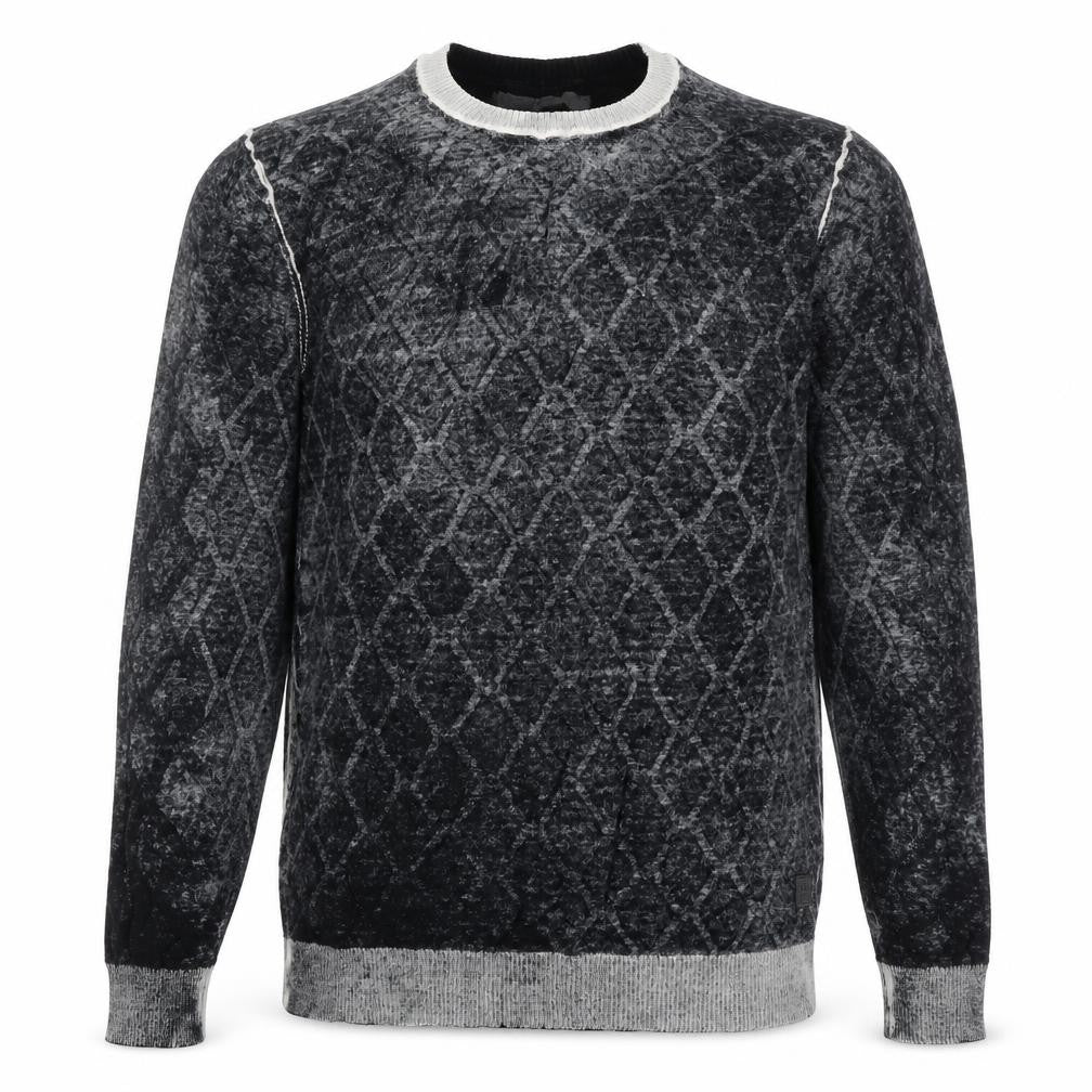 Jet Lag Original Men's Grey Geometric Cotton L Pullover Jumper