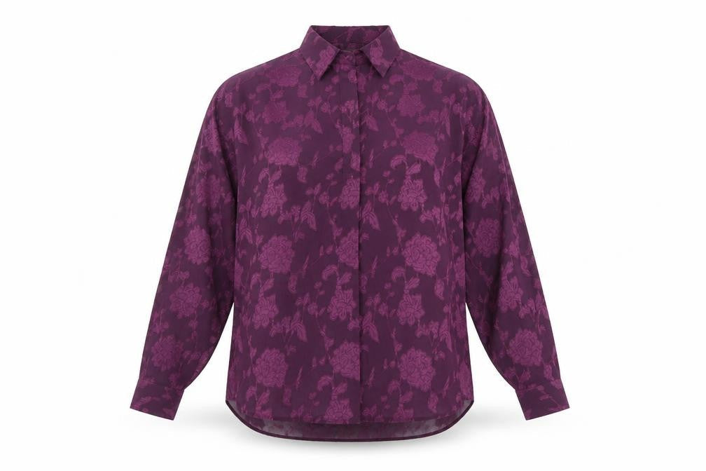 French Connection Women’s Purple Floral Long Sleeve Button-Up Shirt Size 8