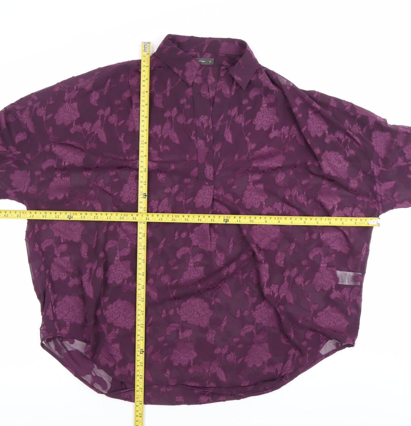 French Connection Women’s Purple Floral Long Sleeve Button-Up Shirt Size 8