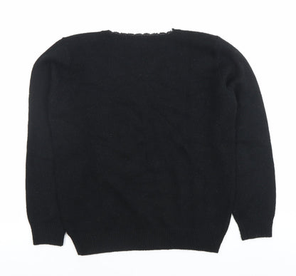 Berkert Women's Black Floral Embroidered Pullover Jumper Size 10