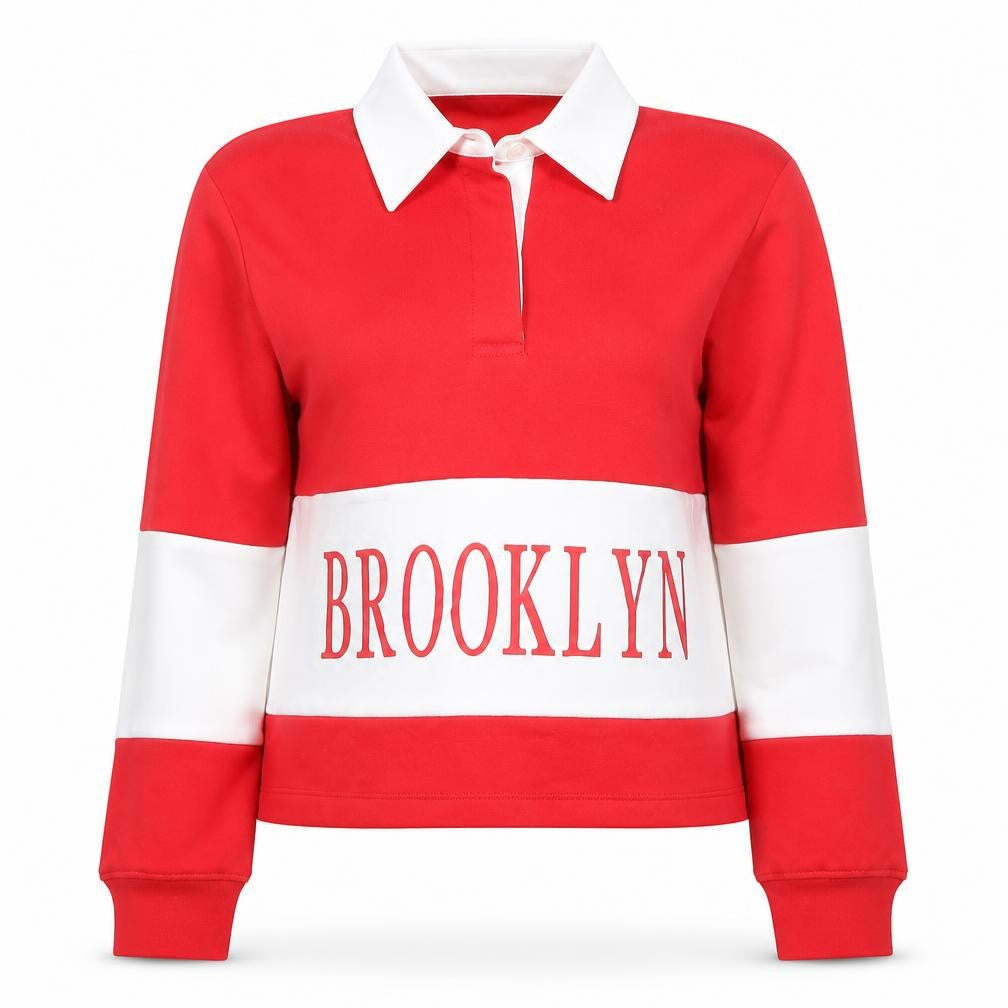 Next Women's Red Size 8 Collared Pullover Sweatshirt Brooklyn Print