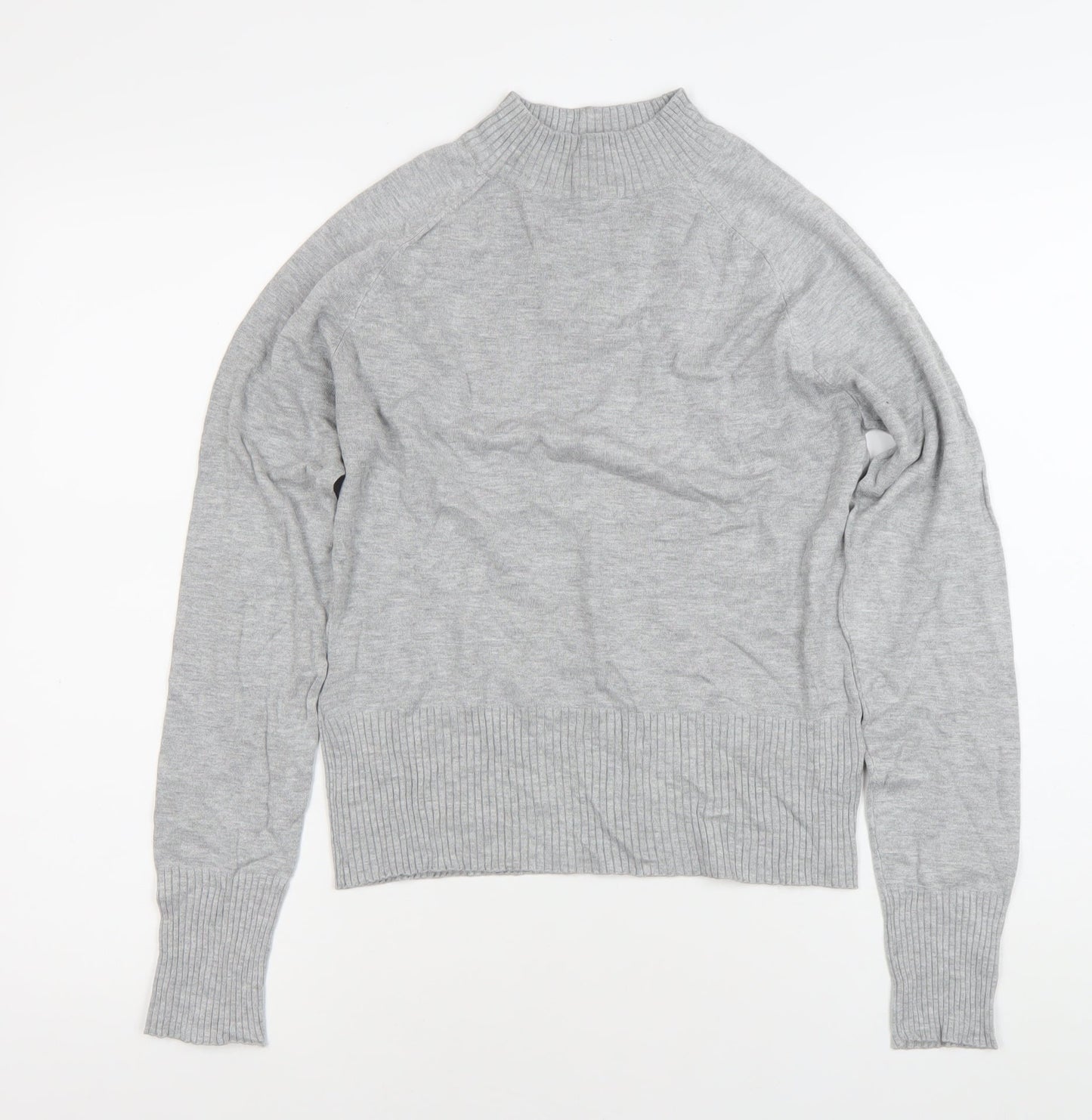 New Look Women’s Grey Mock Neck Pullover Jumper UK 12 Long Sleeve Knit