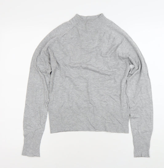 New Look Women’s Grey Mock Neck Pullover Jumper UK 12 Long Sleeve Knit