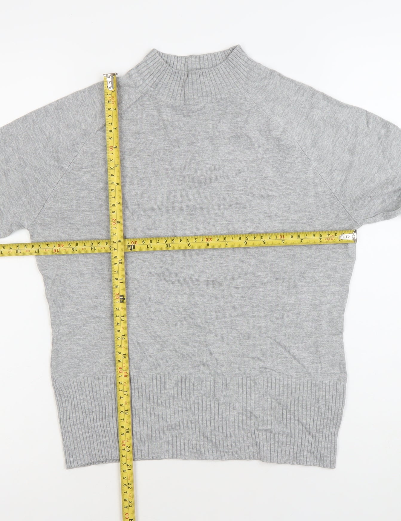 New Look Women’s Grey Mock Neck Pullover Jumper UK 12 Long Sleeve Knit