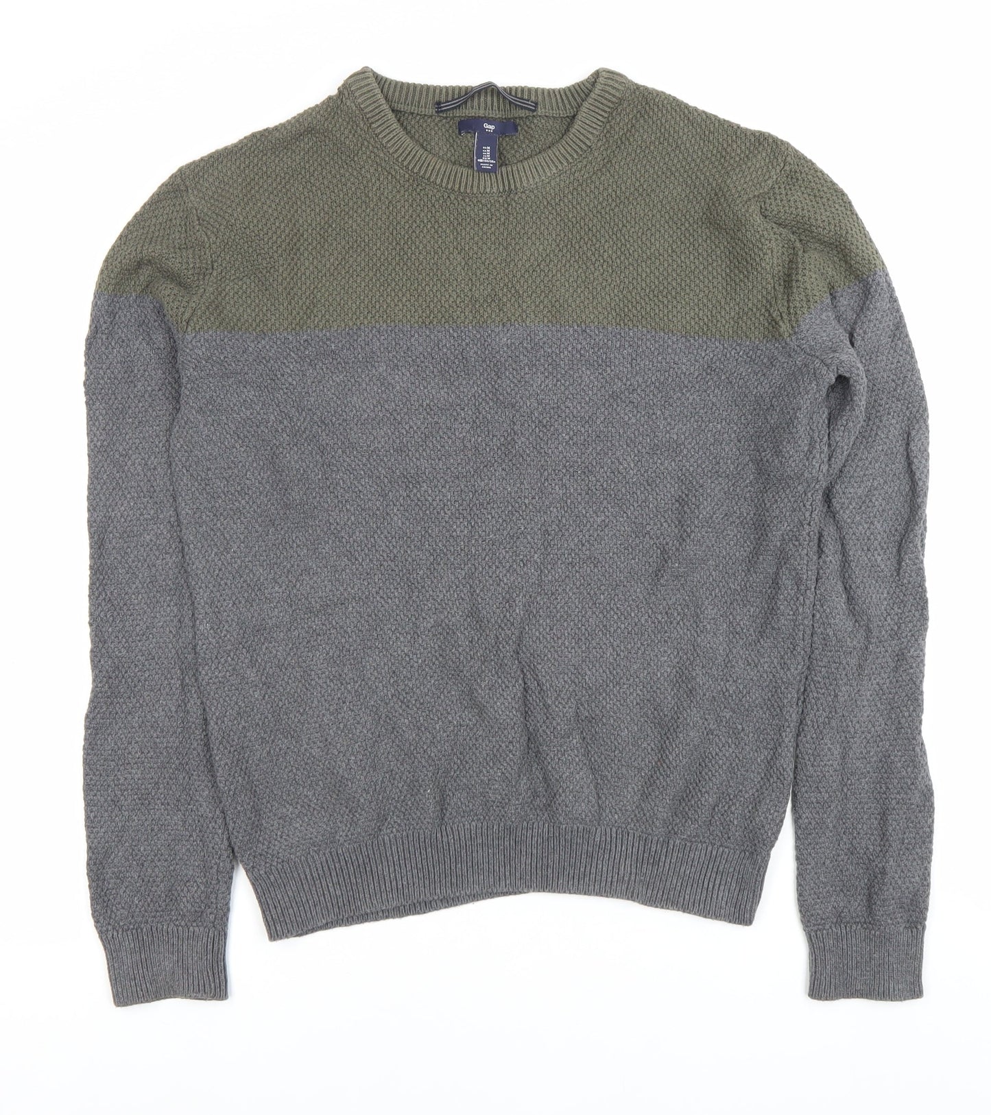 Gap Men’s Grey Cotton Crew Neck Pullover Jumper M Regular Fit