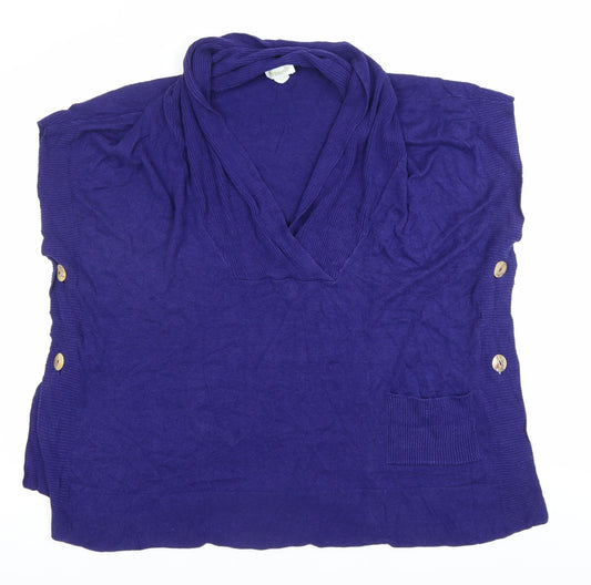 Virtuelle Women's Blue Sleeveless Knit Tunic Blouse L Cowl Neck