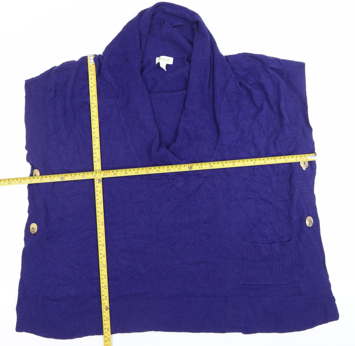 Virtuelle Women's Blue Sleeveless Knit Tunic Blouse L Cowl Neck