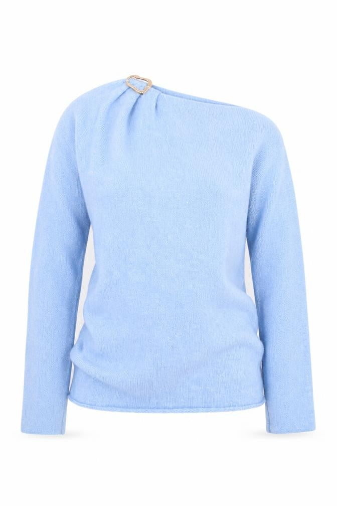 Zara Women's Blue One Shoulder Pullover Jumper Size S
