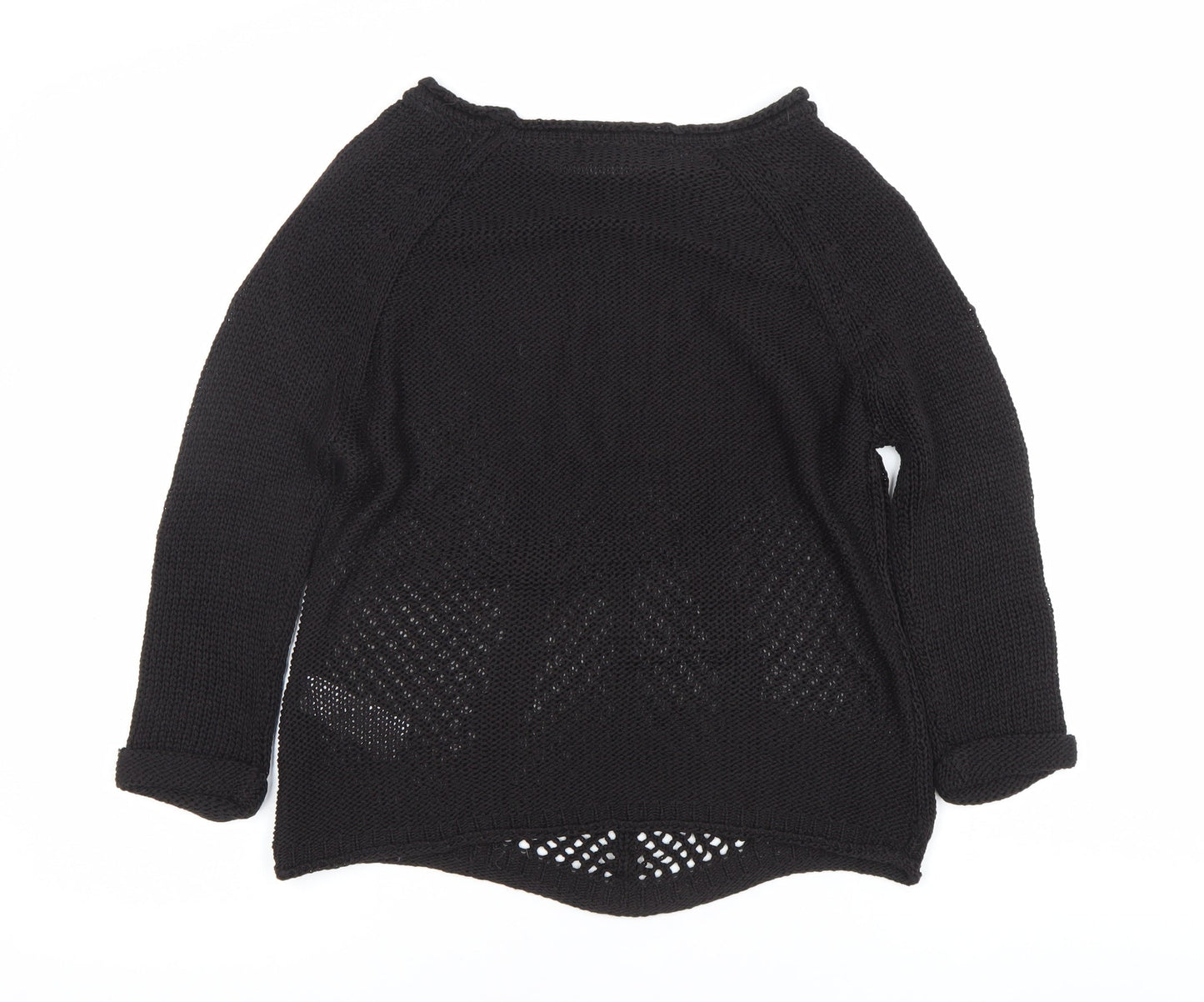 Atmosphere Women's Black Size 8 Open-Knit Boat Neck Jumper