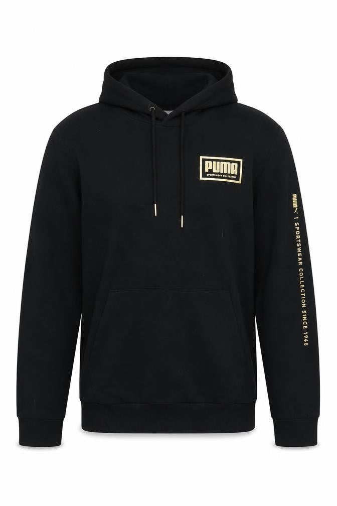 Puma Men's Black Pullover Hoodie S Fleece Sportswear Logo