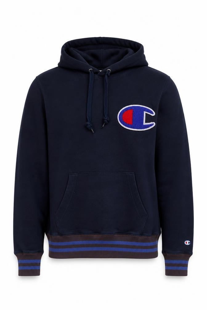Champion Men’s Blue Pullover Hoodie Small Logo Fleece Sportswear