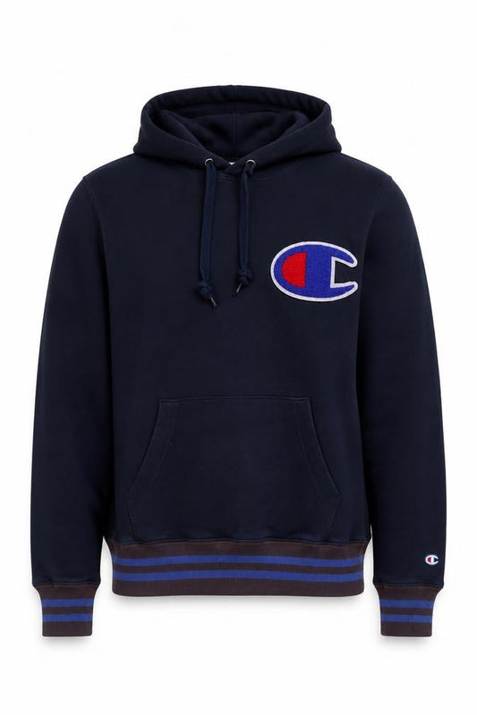 Champion Men’s Blue Pullover Hoodie Small Logo Fleece Sportswear