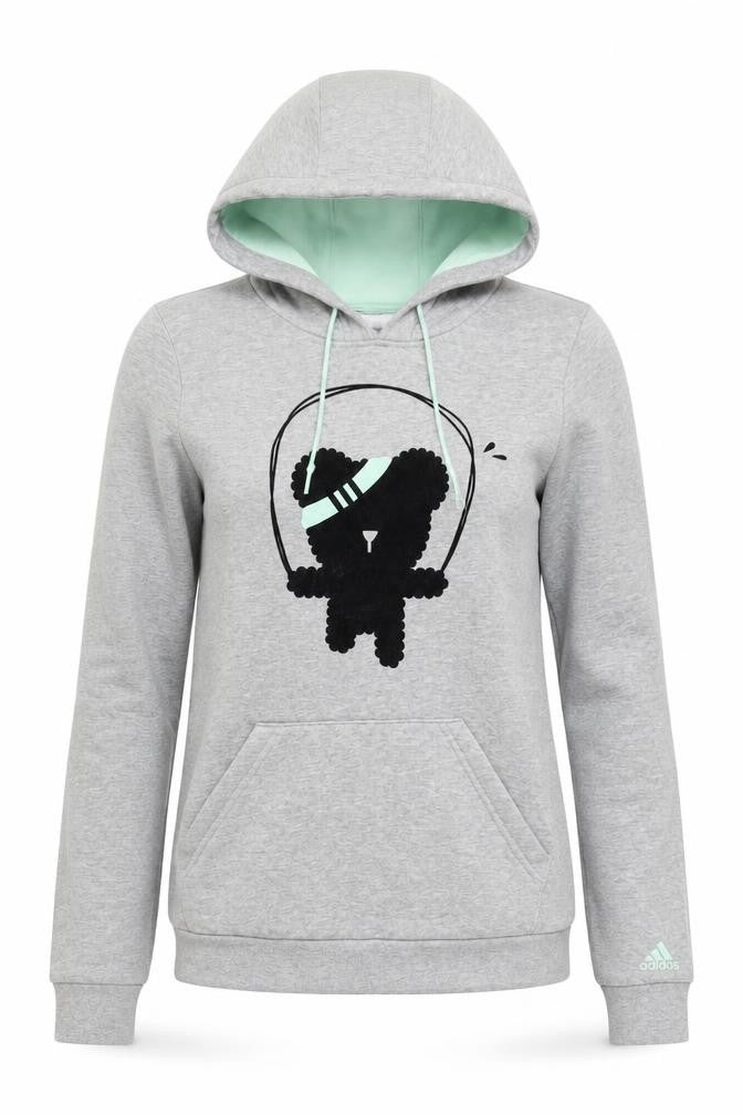 Adidas Womens Grey XS Pullover Hoodie Graphic Print Sportswear