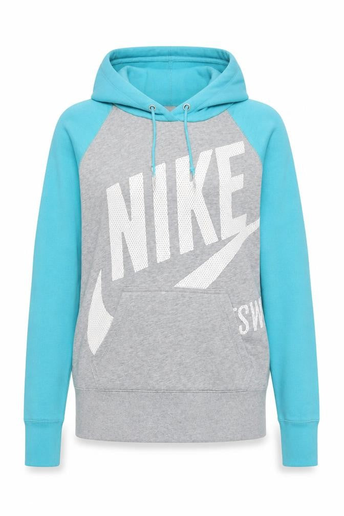 Nike Women’s Grey & Turquoise Pullover Hoodie M Raglan Sleeves