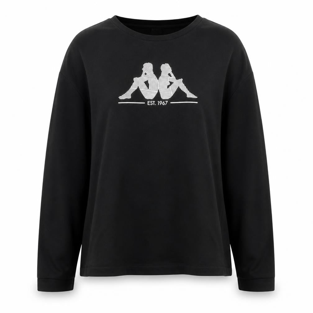 Kappa Women's Black 2XL Pullover Sweatshirt with Logo Print