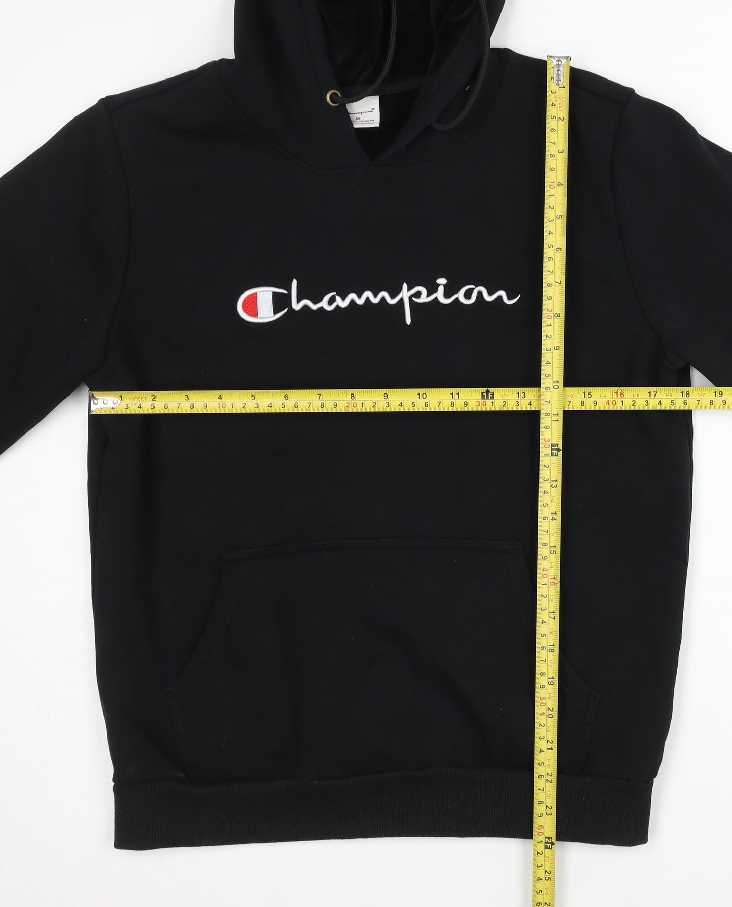 Champion Men's Black Pullover Hoodie M Embroidered Logo Sportswear