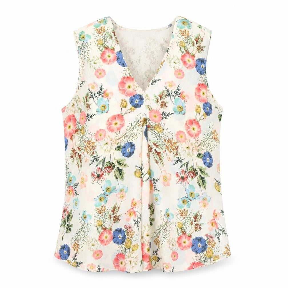 Rose + Olive Women's Multicoloured Floral Sleeveless Blouse S