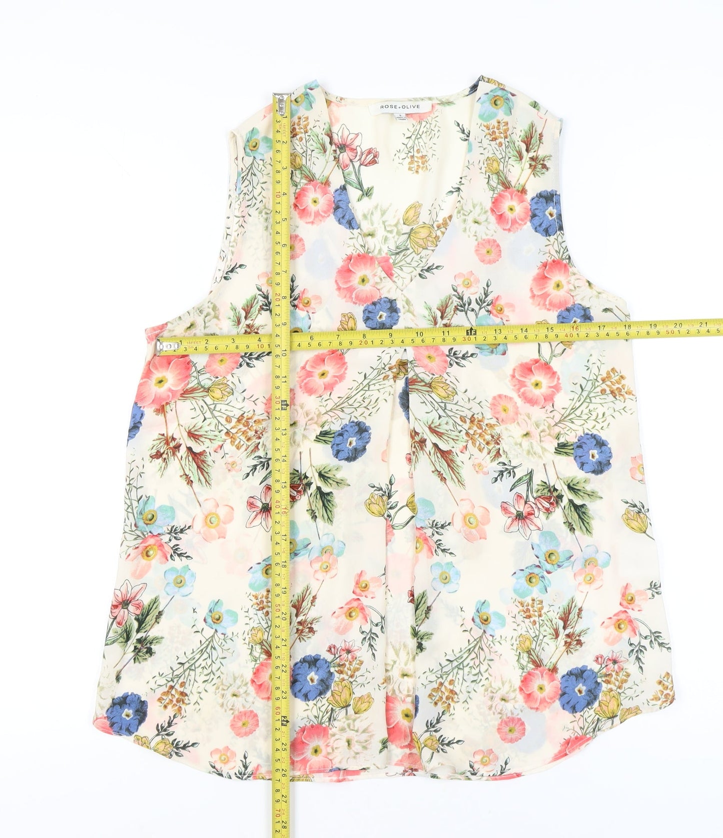 Rose + Olive Women's Multicoloured Floral Sleeveless Blouse S