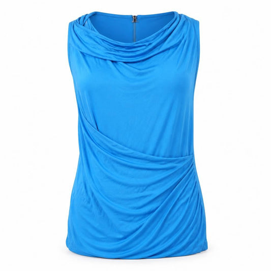Jasper Conran Women’s Blue Cowl Neck Sleeveless Satin Blouse Size 12
