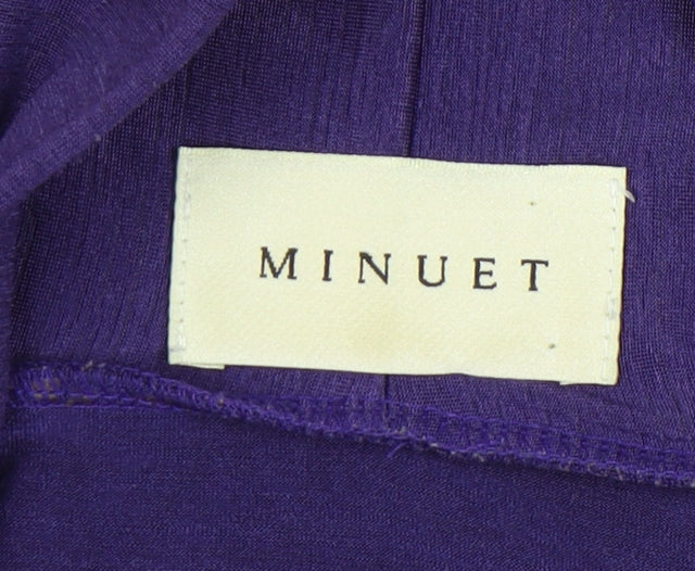 Minuet Women’s Purple Jersey Bolero Blouse UK 14 3/4 Sleeve Stretch