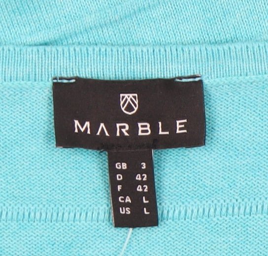 Marble Women’s Blue Boat Neck Short Sleeve Cotton Jumper Size 16