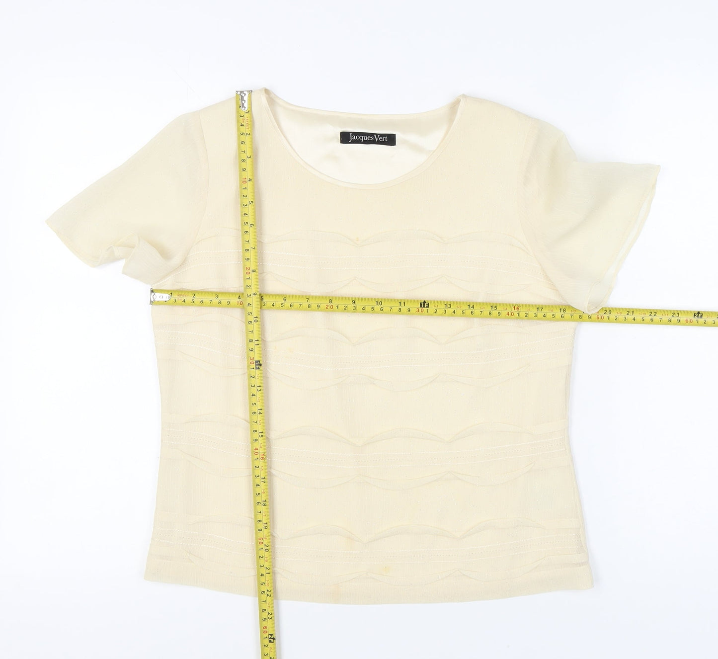 Jacques Vert Women’s Ivory Short Sleeve Blouse Size 10 Regular Woven