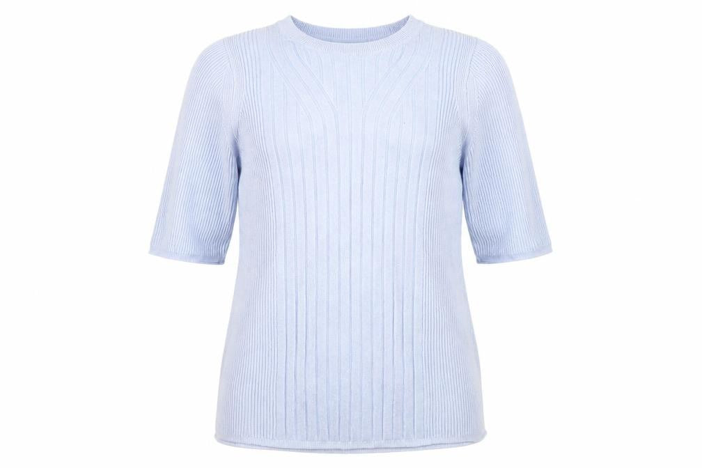 Marks & Spencer Women's Blue Mock Neck Rib-Knit Jumper M