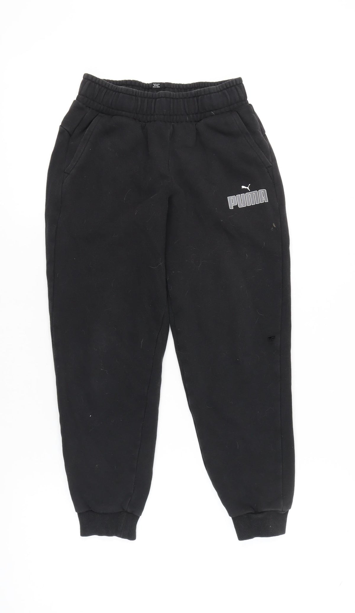 Puma Boys Black Jogger Trousers 11-12 Yrs Cotton Blend Sportswear