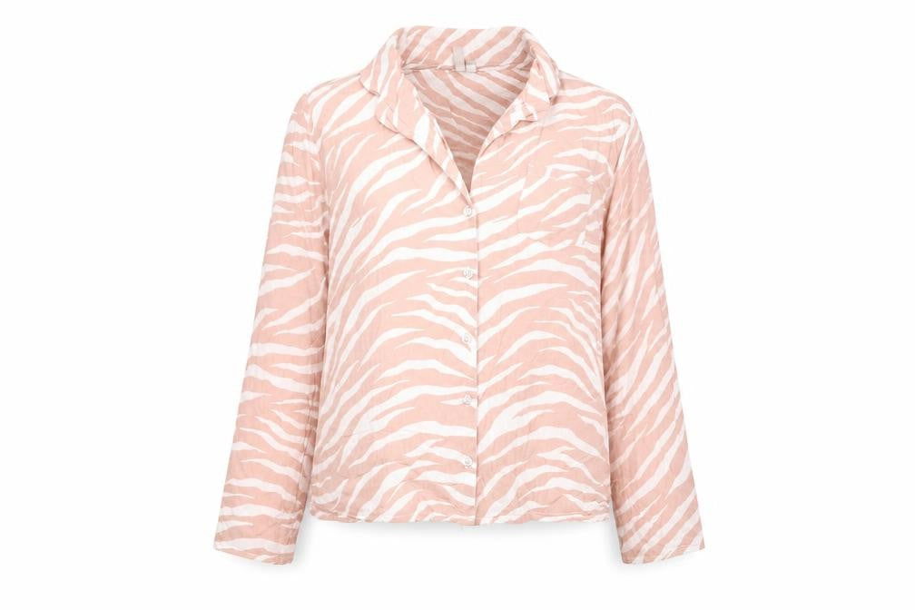 ASOS Women's Pink Zebra Print Modal Pyjama Shirt Top Size 14