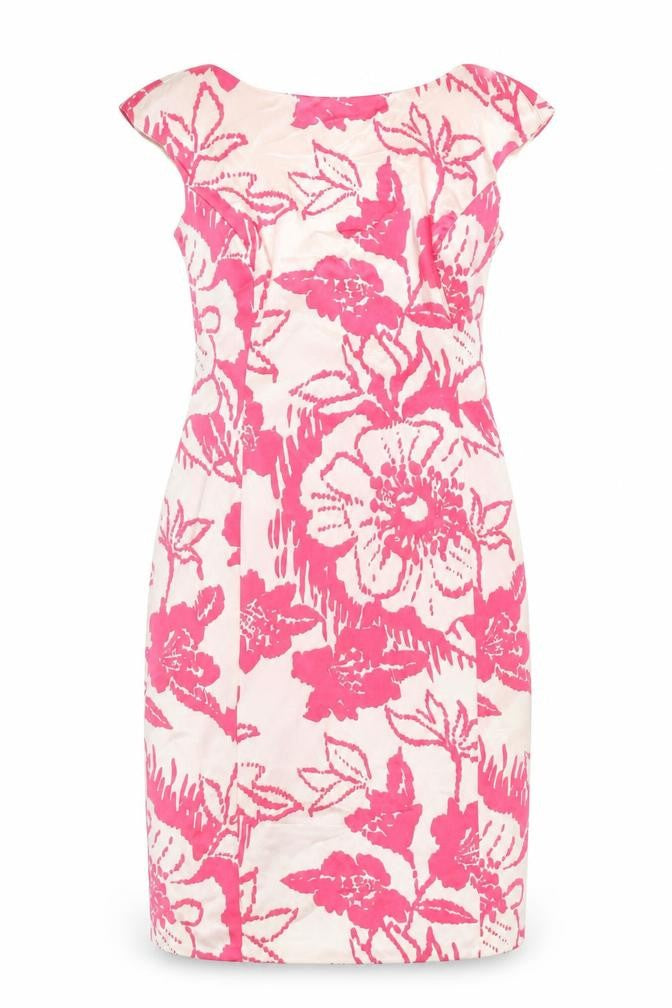 Coast Women's Pink Floral Sheath Knee Length Dress UK 10
